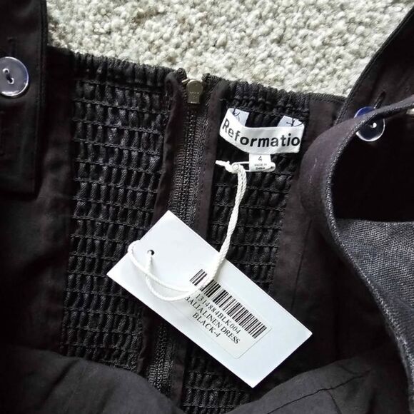 Reformation Balia Linen Dress Black - Picture 5 of 6